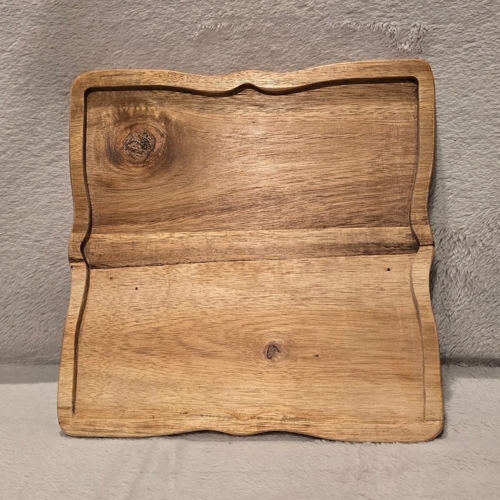 The Pioneer Woman Acacia Wood Serving Tray Scalloped Edge Farmhouse Rustic Brown
